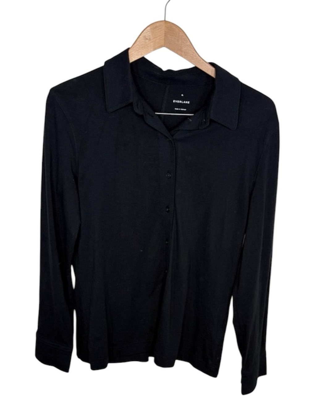 Everlane Black Long Sleeve Collared Long Sleeve Shirt Women Size XL